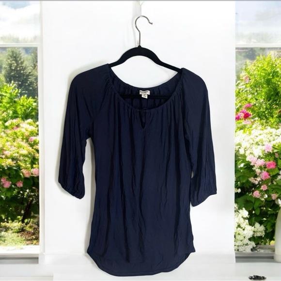 Old Navy Blue 3/4 Sleeve Blouse Relaxed Fit - Picture 2 of 5